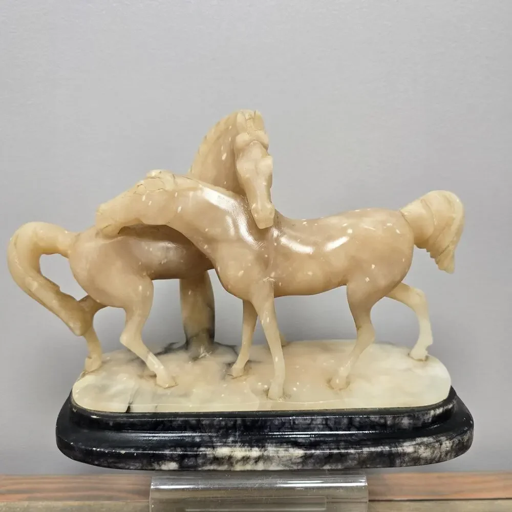 Vintage Italian Alabaster Horse Carving / White Horse Statue